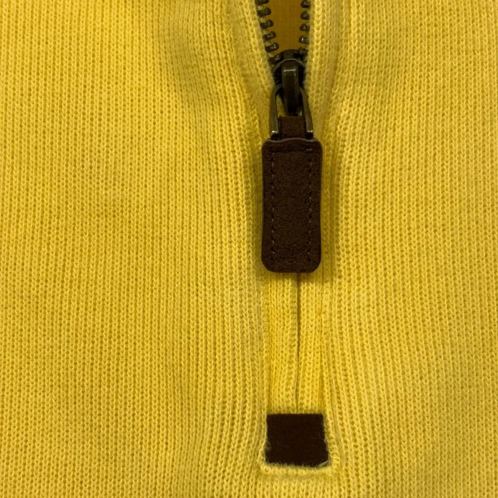 Polo Ralph Lauren Quarter Zip Pullover Mens L Yellow Cotton Mock Neck Pony